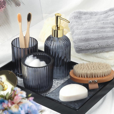 Blue Glass Bathroom Accessories Sets