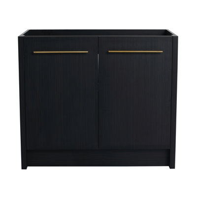 Armoire de salle de bain 36 po - châtaignier noir autoportant, optimiseur d'espace autoportant 36 po châtaignier, lignes épurées