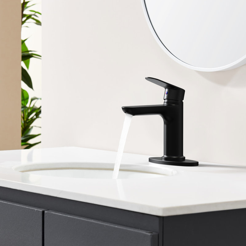 Robinet pour lavabo de salle de bain noir mat - montage sur comptoir à 1 trou, résistance aux égratignures, à la corrosion et option écoénergétique