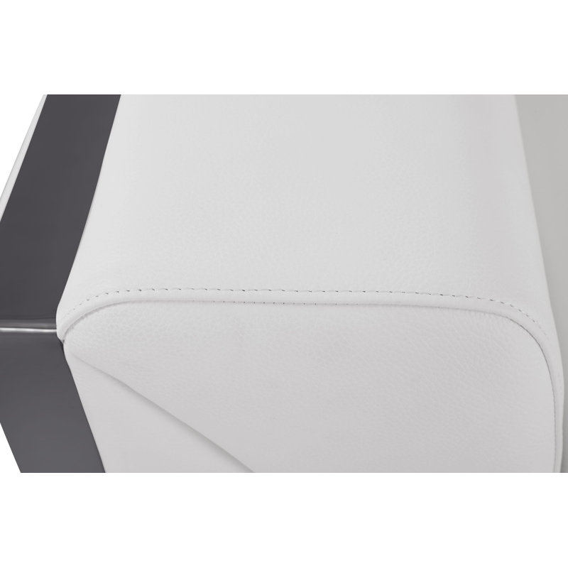 White Genuine Leather 2-Piece Sofa & Loveseat Set with Adjustable Headrests, White