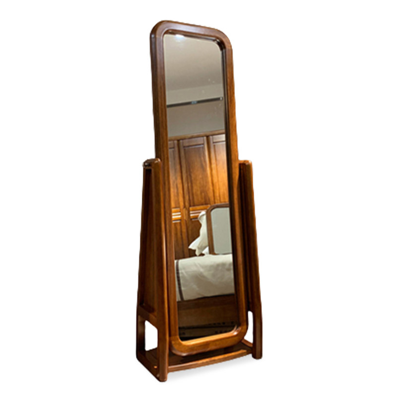 Simple Chinese-Style Walnut Rectangular Full-Length Mirror