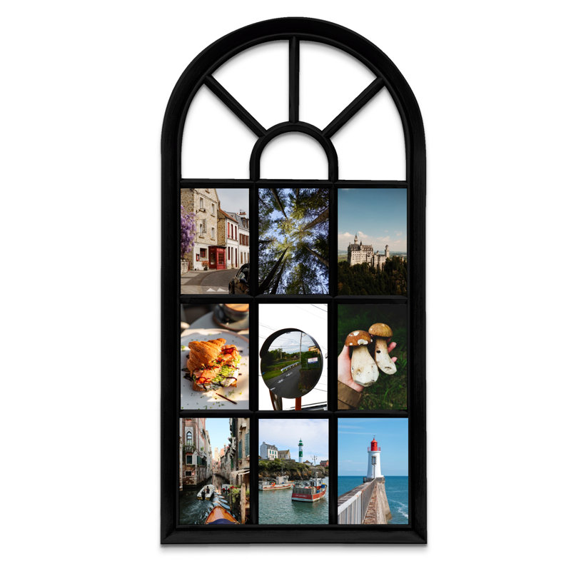Arched Window 9 Opening Collage Photo Frame for Wedding Pictures, Black