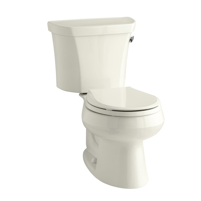 Wellworth 1.28 GPF Water Efficient Round Two-Piece Toilet (Seat Not Included), Biscuit, Right-Hand