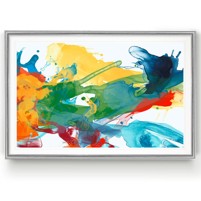 " Primary Abstract I ", 26.5" H x 36.5" W x 1.5" D, Silver