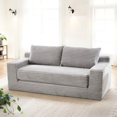 Canapé-lit gris convertible avec structure en acier, mousse à mémoire de forme, revêtement en velours côtelé, aucun assemblage requis, pour la maison, 21 pouces, convertible, idéal pour les petits appartements