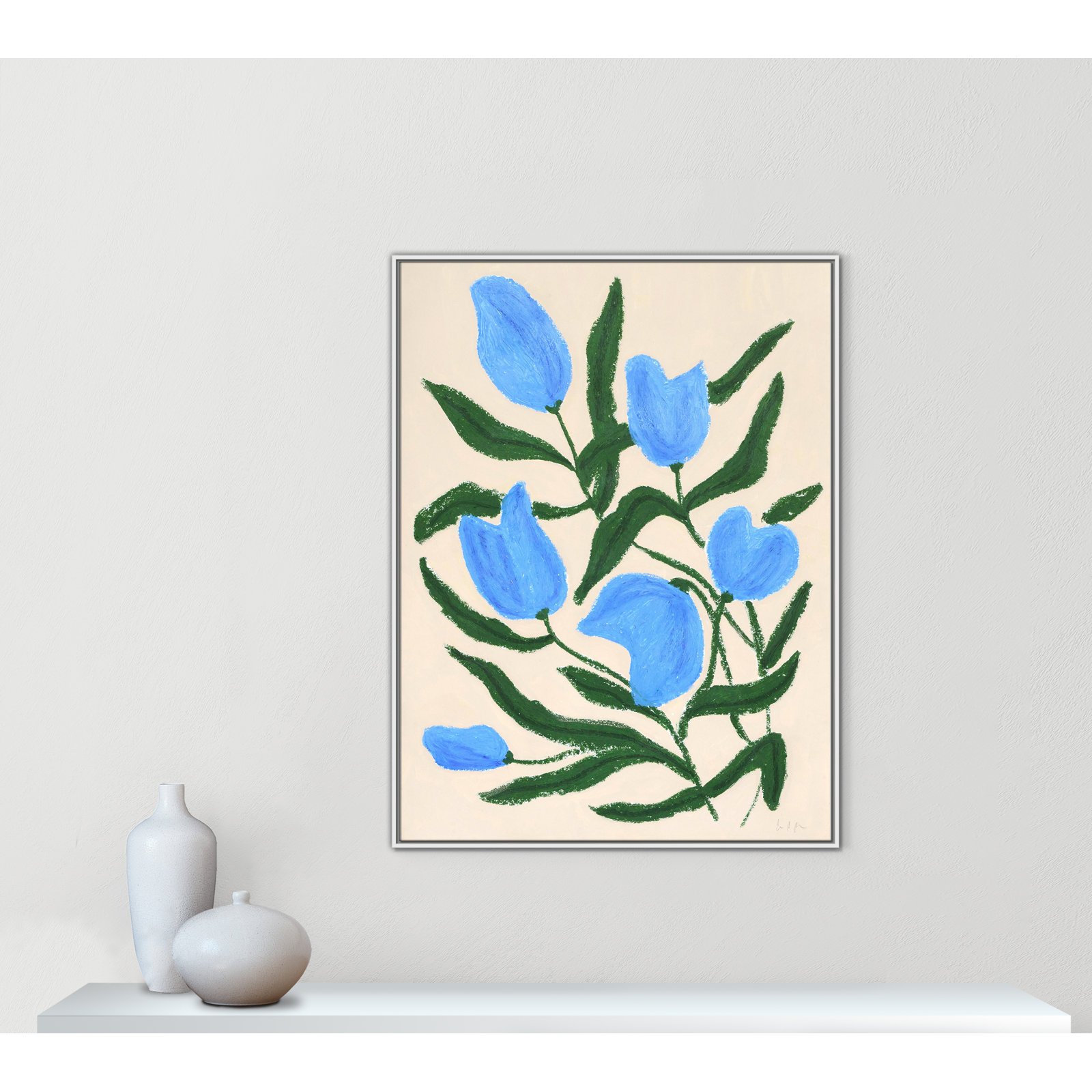 Blue Tulips Print by Camilla Bergqvist, 49.5" H x 37.5" W, White