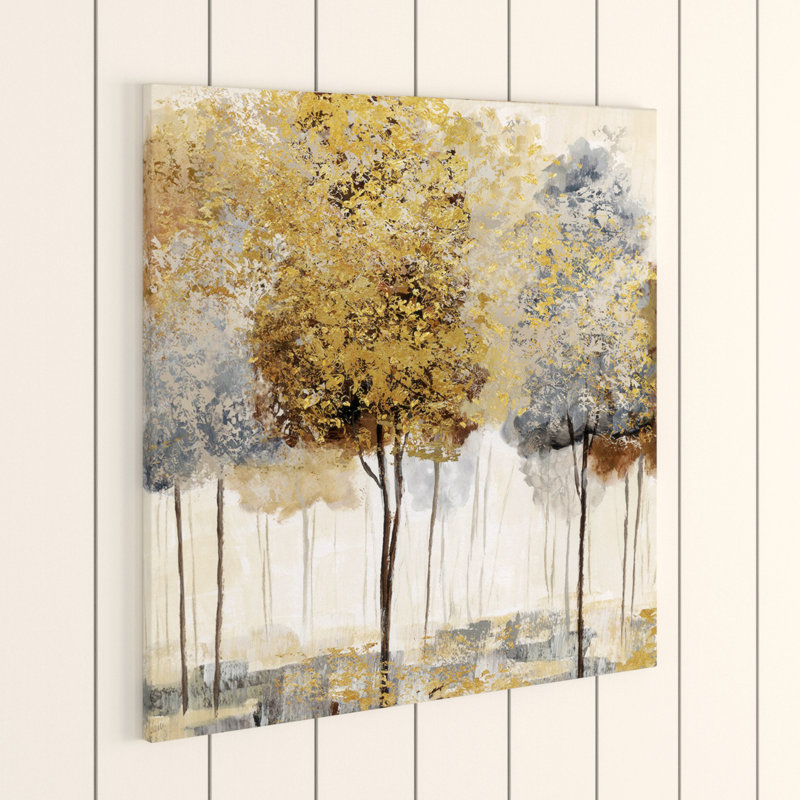 Metallic Forest I - Wrapped Canvas Print, 45.72 cm H x 45.72 cm W, Black Floater Framed