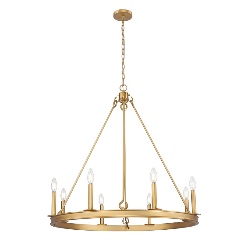 Parker 8 Light Chandelier in Rubbed Brass