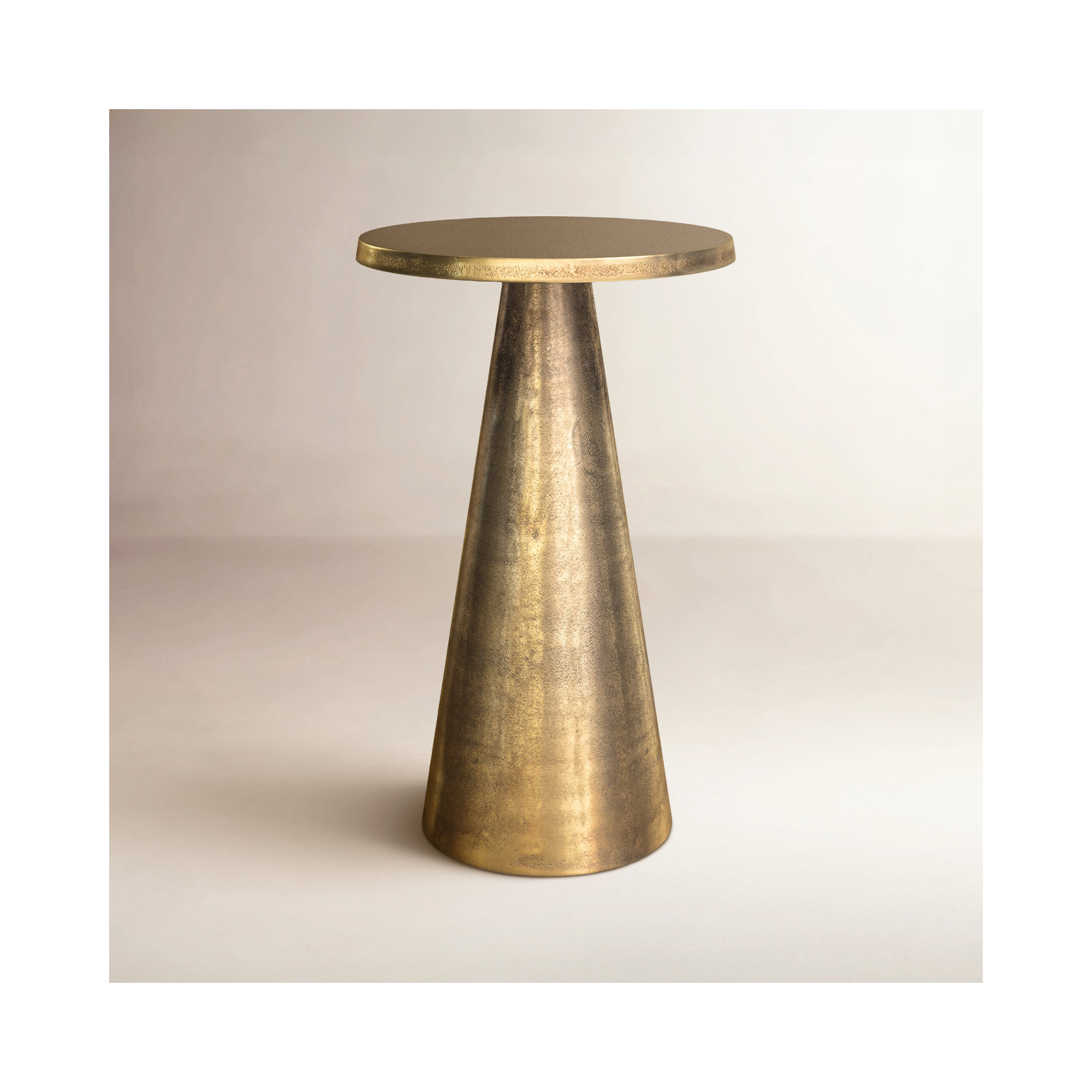 Toriane End Table, Antique Brass