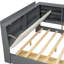 Structure de lit double en bois gris avec tête de lit avec rangement, 2 tiroirs et étapes simples d'assemblage efficace-699791250
