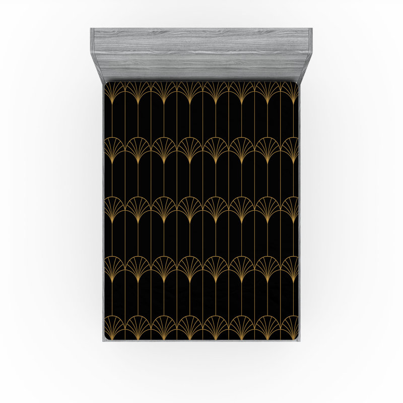  Drap-housse abstrait, Noir / brun sable, Drap-housse de taille double
