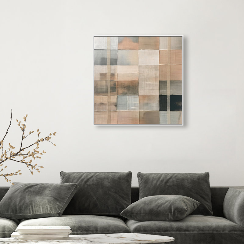 Minimalist Mesh Canvas Abstract Print by Oliver Gal, Black Frame, 12 x 12, 31"H x 31"W, White Frame