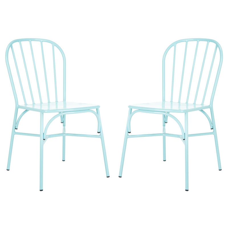 Chaise de patio empilable emmalin, Bleu pastel
