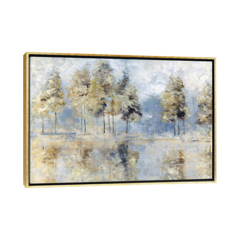 «Blue Golden Forest» par Sally Swatland - reproduction d'art, H 40 po x l 60 po, Toile encadrée, Doré