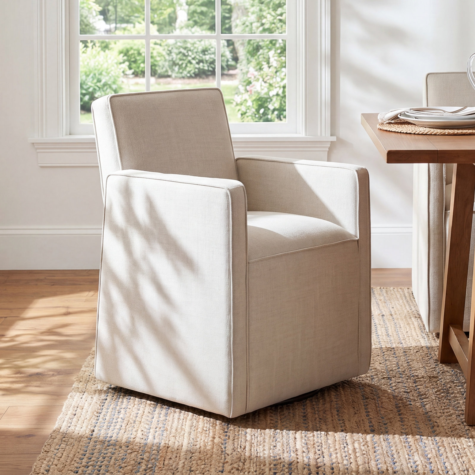 Henley Linen Dining Armchair, Performance Linen Effie Linen