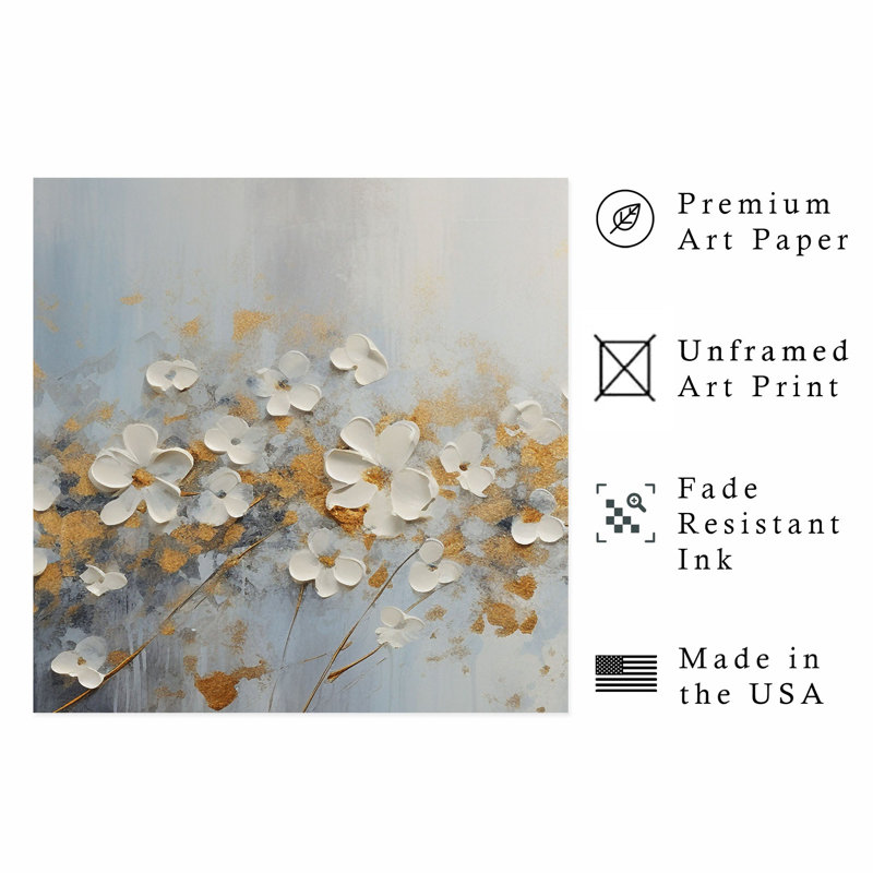 Impression florale transitionnelle sans cadre, H 18 po x l 18 po