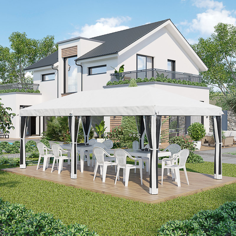Auvent avec filet 10 pi x 20 pi Outsunny, Blanc