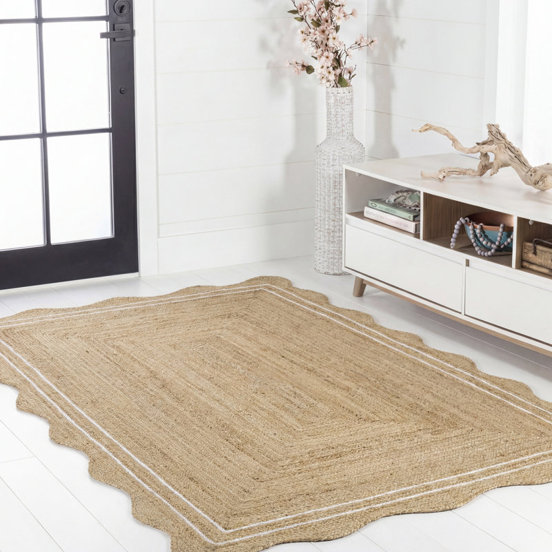 Seaside Cottage Scallop Edge Jute Indoor Rug, Rectangle 4' x 6'