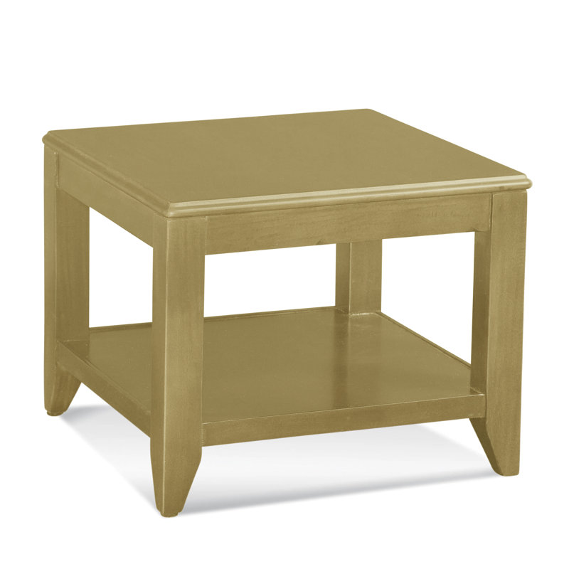Elements Solid Wood End Table, Brass
