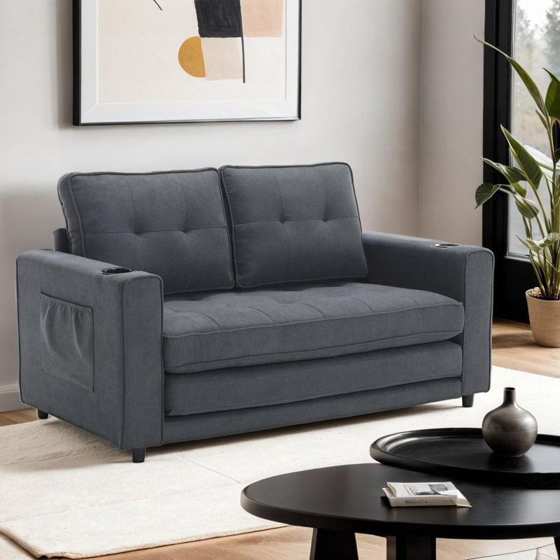Poro Upholstered 55'' Sofa, Brown