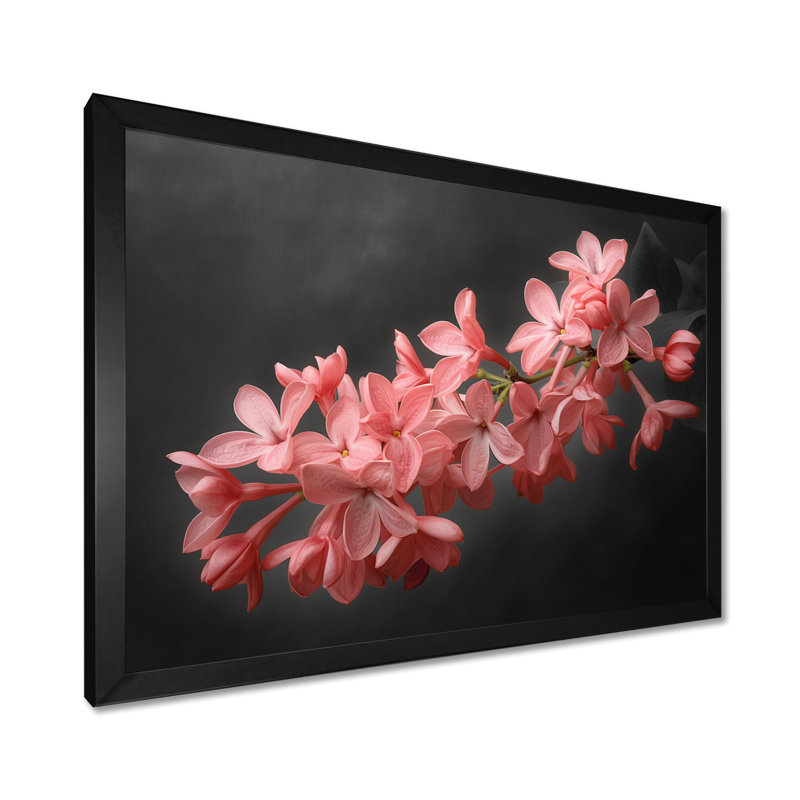 Rose, noir, lilas, jardin, glamour - lilas, art mural, Encadrement argenté, H 16 po x l 32 po