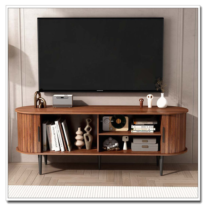 47" Modern TV Stand with Cabinet, Walnut