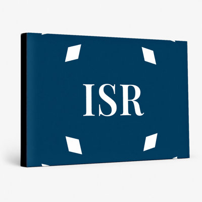 Israel Football Nations Luxury Diamond Monogram — Navy Blue White — Canvas Wall Art