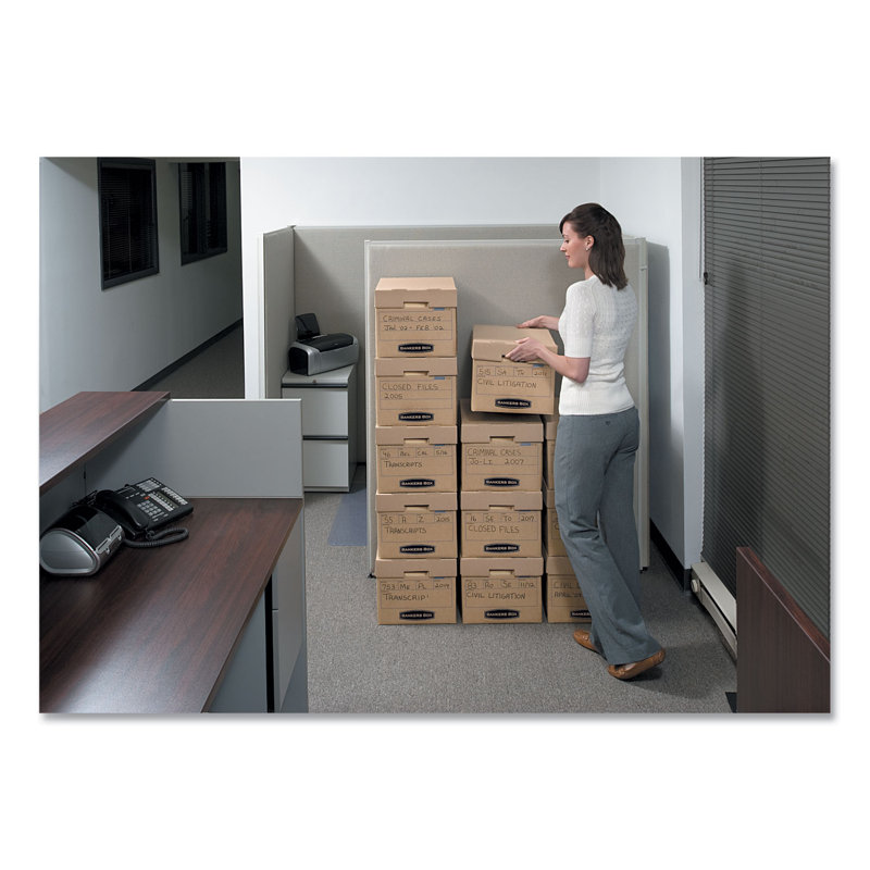 Filing Storage Box with Locking Lid, Letter/Legal, Kraft, 25/Carton