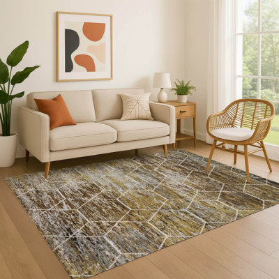 Tapis géométrique de qualité supérieure lavable à la machine AMF1724