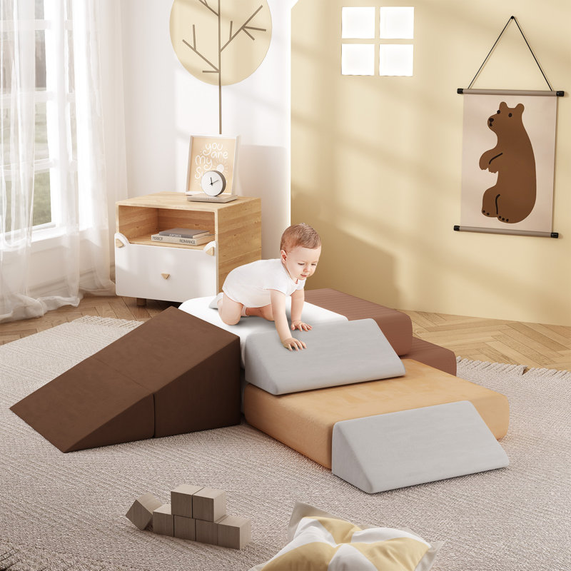 Canapé SoftPark Soft Climber and Foam, blocs d'escalade en mousse, ensemble de jeu pour tout-petits 7 pièces