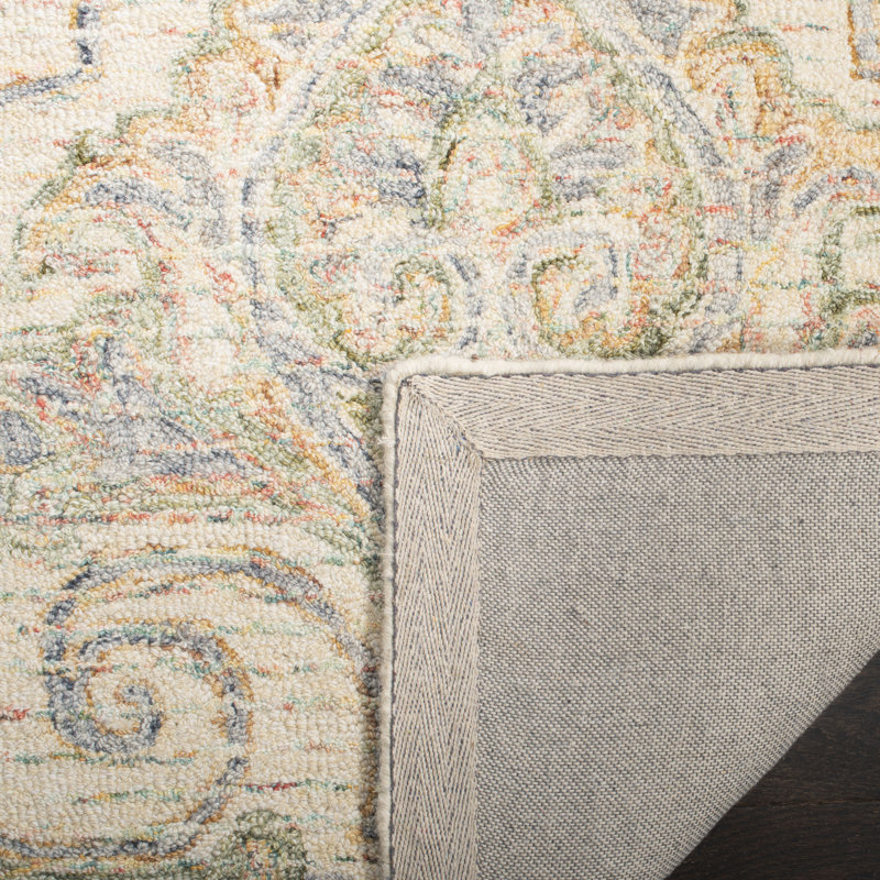 Prospe Hand Tufted Wool Floral Rug, Square 6'