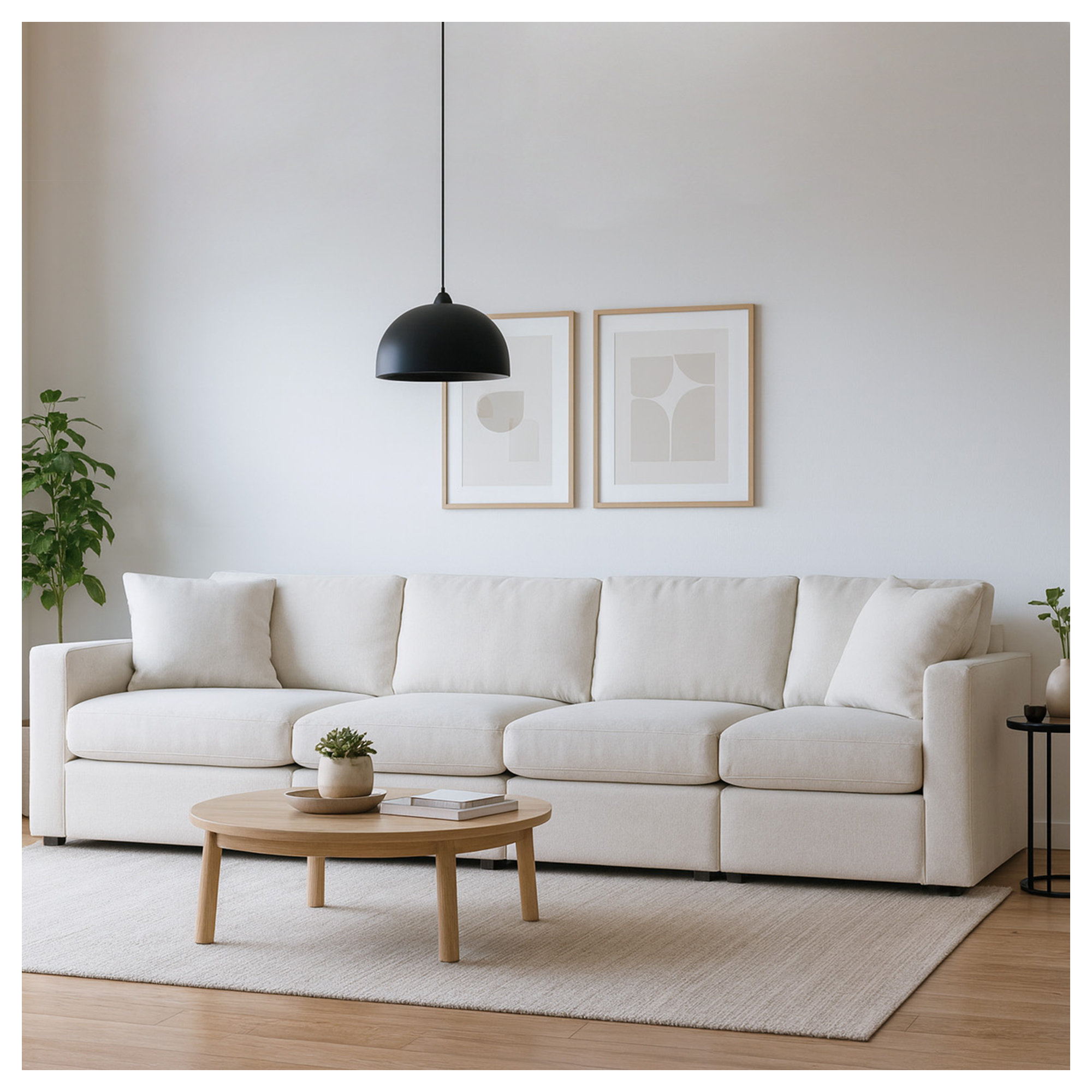 Bulwell Sofa, 36" H x 140" W x 32" D, 4, White