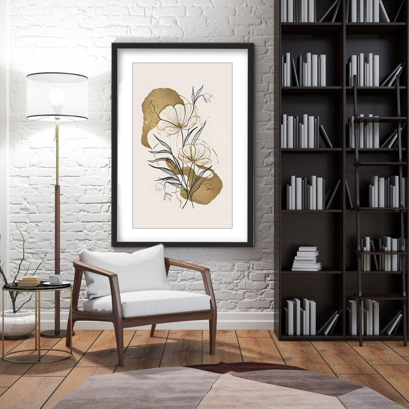 Nature Inspired Flowers And Gold, 40" H x 30" W