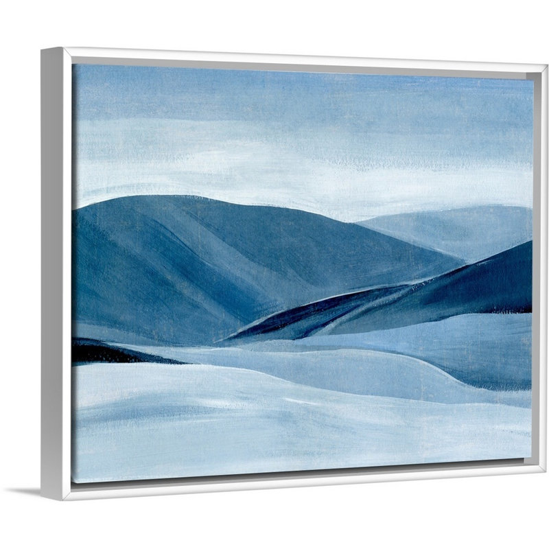 «Indigo Range II» par Annie Warren - reproduction d'art sur toile, H 18 po x l 22 po x P 1,75 po, Cadre flottant blanc