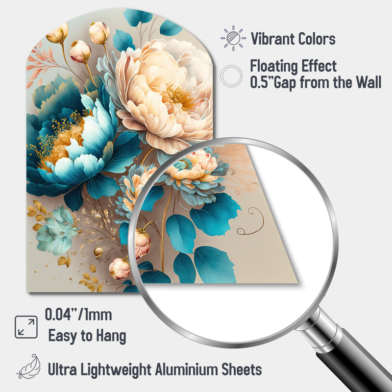 Multi-Color Blooming Flowers II - Asymmetrical Floral Metal Wall Decor, Arch Metal Wall Sculpture Print, 43" H x 33" W x 1" D