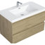 Meuble-lavabo flottant, armoire en chêne naturel avec comptoir en résine et tiroir de rangement fonctionnel de 36 po, espace spacieux