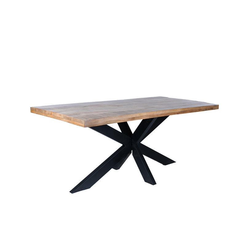 Discover Modern Elegance - Rectangle Dining Table with Mango Wood Top and Sturdy Spider Legs, 36" W x 64" L