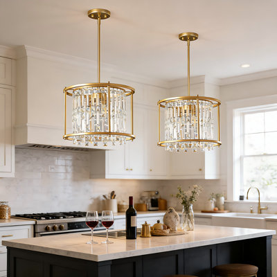 Jennesa 1 - Pack Pendant Lights Kitchen Island Crystal Semi Flush Mount Ceiling Light Modern Chandeliers for Hallway Entryway Bedroom Balcony