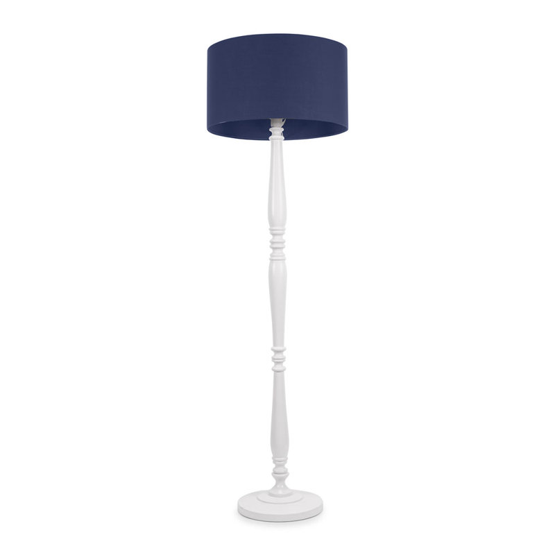 Arialdo 157cm Traditional Floor Lamp, Matte White, Navy Blue