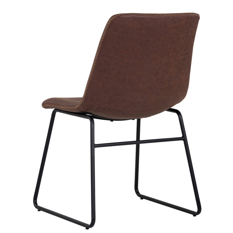 Cal Upholstered Dining Chair, Antique Brown Faux Leather