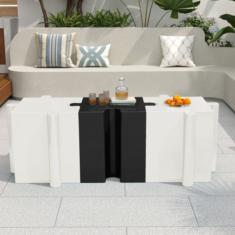 Ensemble de 3 tables de bout, tables de bout pour l'intérieur et l'extérieur, Noir / blanc