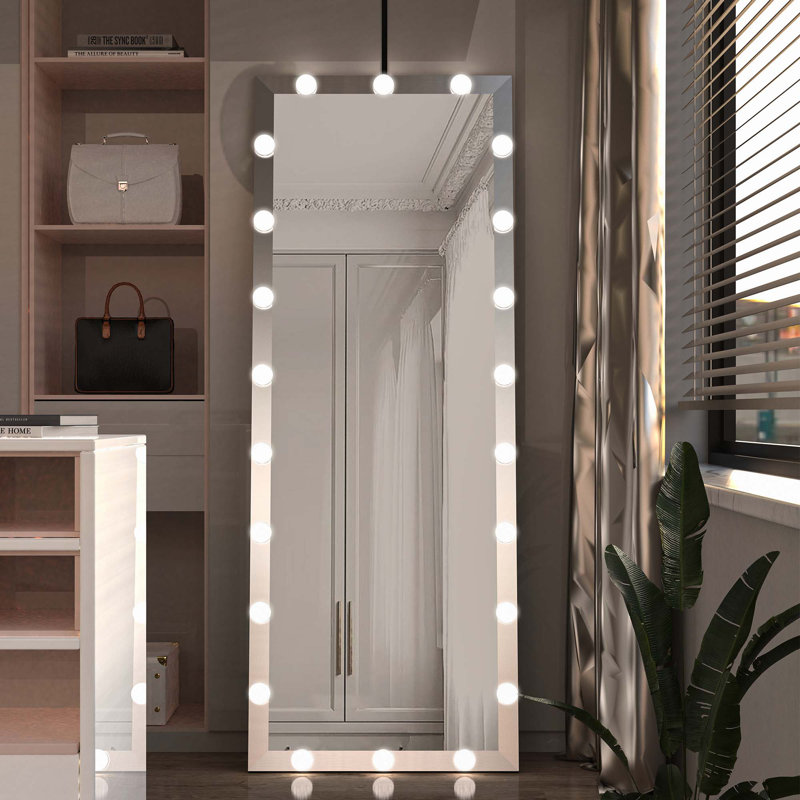 Hollywood Full Length Mirror With Lights Full Body Vanity Mirror With 3 Color Modes Lighted, Silver