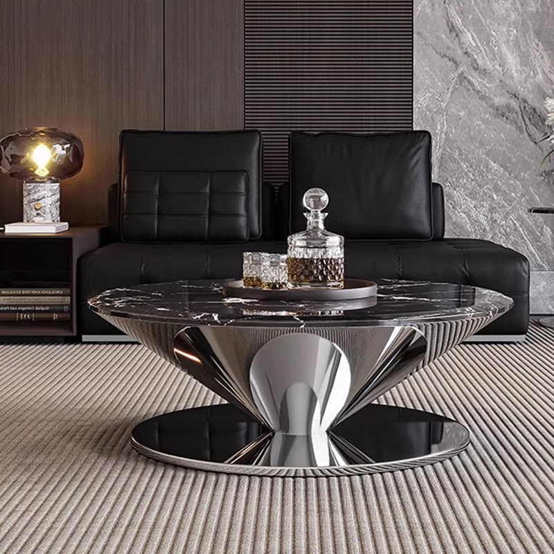 Table basse Minimalist UFO, Noir, H 14,96 po x L 31,49 po x l 31,49 po