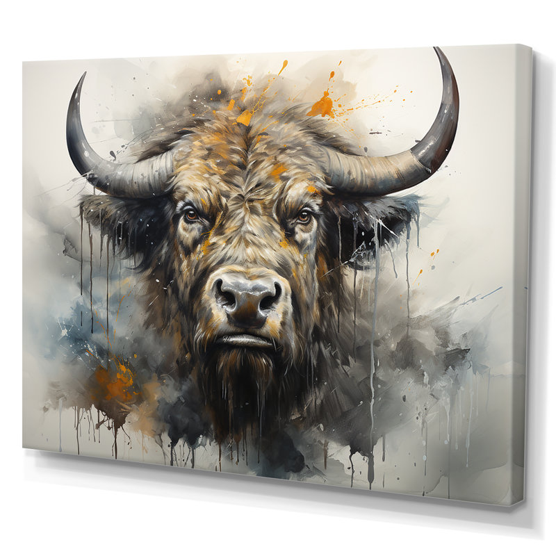 Buffalo Bison Head I - Buffalo, art mural, H 12 po x l 20 po x P 1 po, Toile tendue