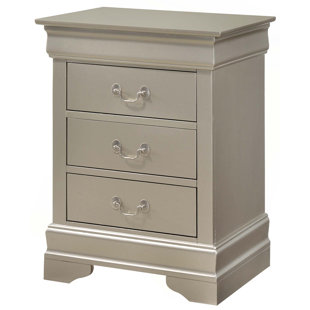 Louis Phillipe Nightstand with 3 Drawers Bed Side Table  Nightstand Bedroom End Tables