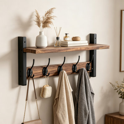 Solid Wood 5 - Hook Coat Rack