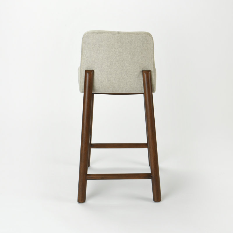 Jhoselyne Upholstered Linen Counter Stool with Solid Wood Frame