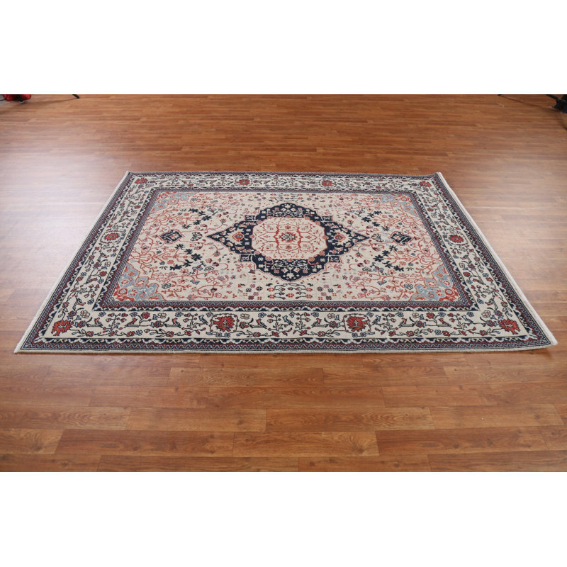 Tapis turc en laine Kashan Mohtasham noué à la main 4 x 6