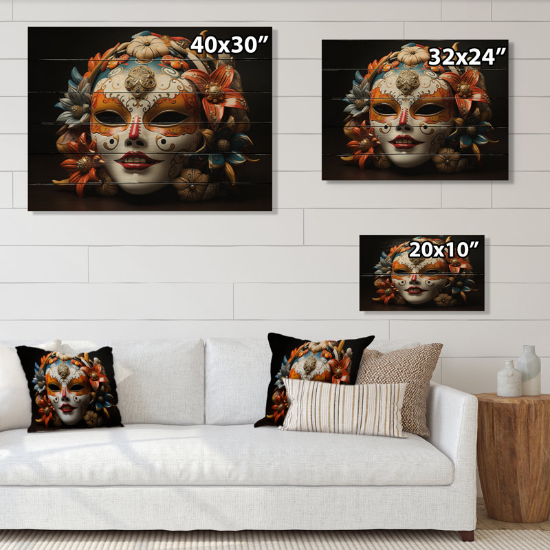 Japon, art kabaki, masque sur bois, H 30 po x l 40 po x P 0,78 po