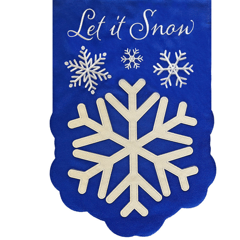 Drapeau de la maison dansant des flocons de neige